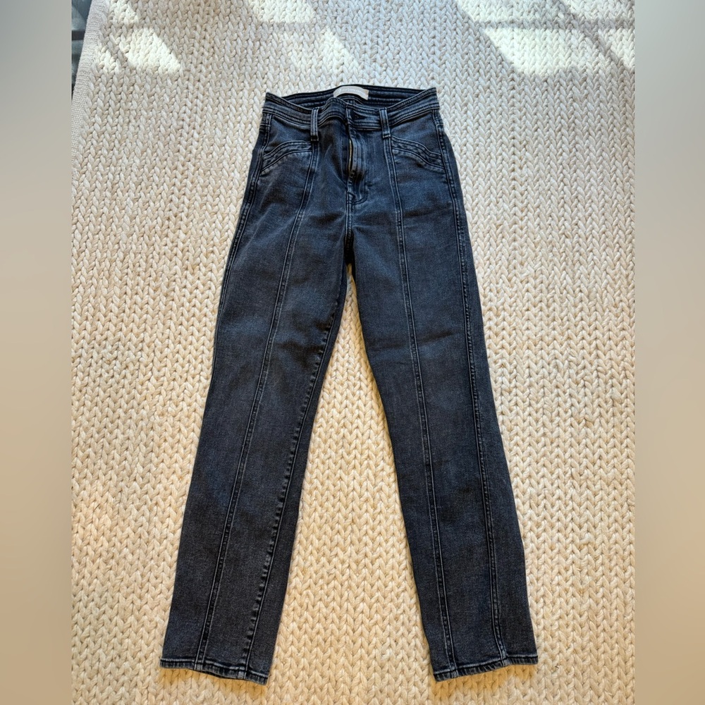 7 for all Mankind Black straight leg seamed jeans size 25